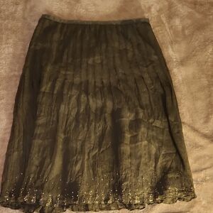 J. Crew Dark Olive Midi Skirt Sz 10